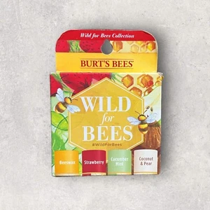 Burts Bees WILD FÜR BIENEN Balsame Bienenwachs Erdbeere Gurke Minze Kokos Birne 4 Stück - Bild 1 von 3
