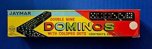JAYMAR Colored Dot DOUBLE NINE DOMINOES. “Coloped” Is Misspelled. Vintage - Picture 1 of 2
