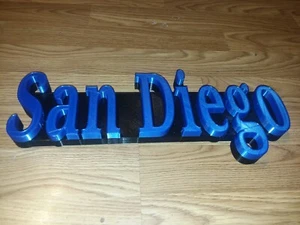 San Diego 3D Sign wall mount. 3D Printed 15 Inch by 6 Inch. 1.25 Inch Thick. - Picture 1 of 8