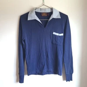 Vintage 1970's Knit Polo Collared Sweater / Small Pullover V-Neck - Picture 1 of 10
