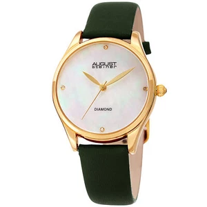 Reloj para mujer August Steiner AS8254GN cuarzo marcador de diamantes correa de cuero verde - Imagen 1 de 4