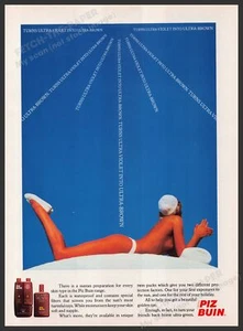Piz Buin Suntan Lotion 1980s Print Advertisement Ad 1987 Sunbathing Bare - Picture 1 of 1