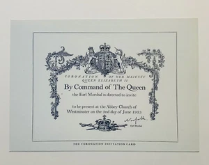 Queen Elizabeth II Coronation Invitation Card 1953 02/06/1953 A5 BLANK REPLICA - Picture 1 of 1