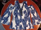 Ariella Grommet Lace Up Front Top Womens Large Bell Sleeves Giant Paisley Shirt