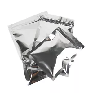 Reclosable Silver Flat Aluminum Foil Mylar Self Seal Bags Pouches - Picture 1 of 3