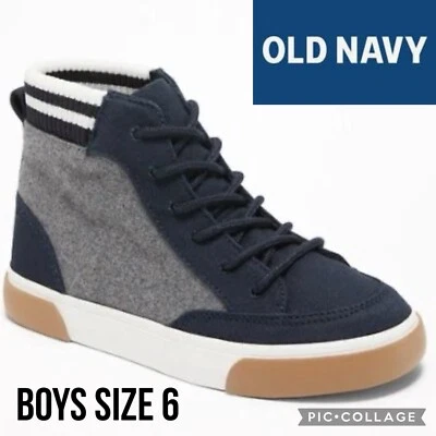 Tênis Old Navy Masculino Varsity Azul Marinho Cinza Top Alto com Cadarço Tamanho 6 - Imagem 1 de 4
