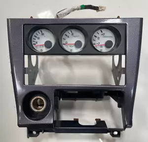 JDM Nissan Silvia S14 240sx 95-98 white triple gauges carbon look radio bezel - Picture 1 of 7