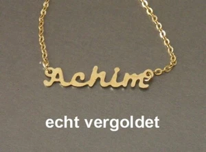 EDLE HALSKETTE ACHIM KETTE ECHT VERGOLDET NAMEN NAMENSCOLLIER NAMENSKETTE NEU - Picture 1 of 1