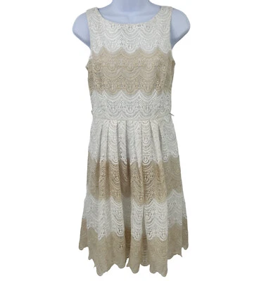 Vestido White House Black Market para mujer talla 2 dos tonos crochet encaje superpuesto Foto 1 de 4