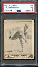 1940 Play Ball BB Card # 65 Freddie Fitz Fitzsimmons Brooklyn Dodgers PSA EX 5