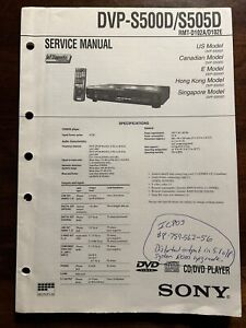Sony DVP-S500D DVP-S505D Odtwarzacz CD DVD Instrukcja serwisowa Oryginalna oryginalna OEM