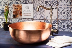 Fregadero de cocina de cobre mate para granja | Cuenco individual recipiente de cobre fregadero baño - Imagen 1 de 20