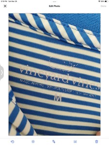 1  Blue White M Vineyard Vines Golf Polo Shirt Striped Mens performance  medium