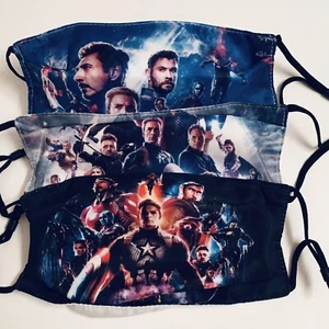 3 Pk Face Mask with Super Hero Designs, adjustable, nose guard, filter pouch - Picture 1 of 6