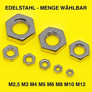 SECHSKANTMUTTER MUTTERN NIEDRIGE FORM FLACH EDELSTAHL A2 DIN 439 M2,5 - M12 - Bild 1 von 3