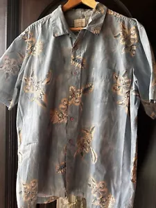Trader Bay Hawaiian Camp Shirt Mens XL Blue Floral tropical hibiscus Beach Aloha - Picture 1 of 12