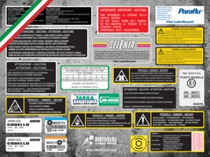 Kit 21 ADESIVI labels restauro COMPLETO fiat PUNTO GT turbo vano motore 176 - Picture 1 of 2