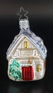 Vintage Village House/Cottage/Cabin Blown Glass Christmas Ornament West Germany - Picture 1 of 6