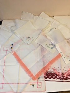 7 Vintage Taschentuch Lot, bestickt, handgefertigt & Fabrik Mix - Bild 1 von 24