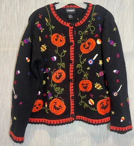 Halloween Designer Originals Studio KÜRBIS PULLOVER ~ Jack O Laterne * bestickt ~ S - Bild 1 von 22