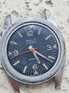 Reloj PHILLY VINTAGE Diver 5ATM esfera negra Cal AS 1802/08 NO funciona equilibrio OK - Imagen 1 de 5