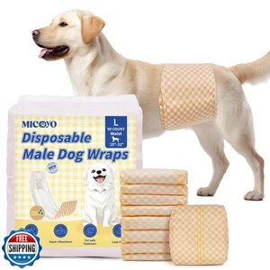 MICOOYO Disposable Male Dog Wraps, Male Dog Diapers Disposable with Wetness I - Picture 1 of 5