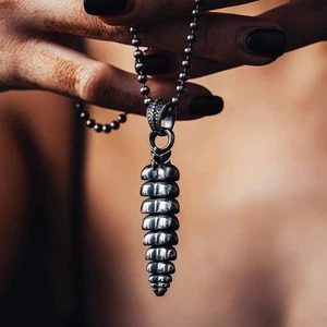 Oxidized Silver Rattlesnake Tail Pendant - Picture 1 of 19
