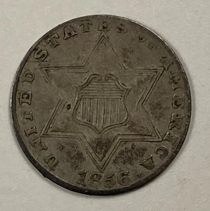 1856 Type 2 Silver Three Cent .03. Sharp EF. - Picture 1 of 3