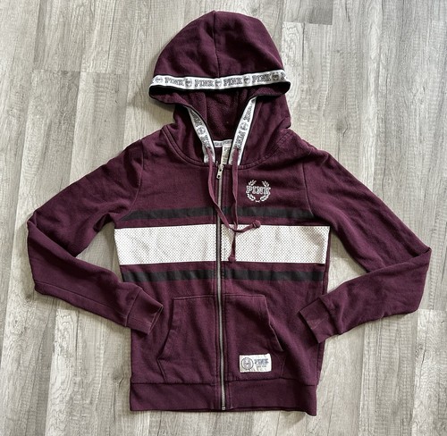 UNDERCOVER Felpa con cappuccio Victoria's Secret ROSA perfetta zip bordeaux nera orchidea taglia small