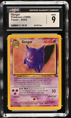 CGC 9 MINT Gengar 1999 Fossil 20/62 Pokemon Card - Image 1 of 2