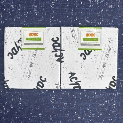 (2) AC/DC Brand New SKETCH LOGO COTTON TOSS FABRIC FAT QUARTER 18” X 21” - Image 1 of 4