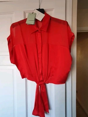 Pierre Balmain Designer Womens Red Blouse Top 100% Silk Size 46 - Image 1 of 4