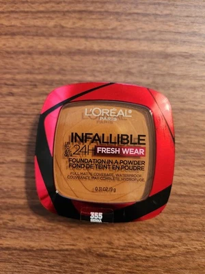 new L'Oreal Paris Infallible 24 Hr Fresh Wear Foundation in a Powder 355 Sienna - Image 1 of 2