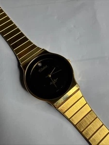 RARE VINTAGE Lucien Piccard Dufonte Gold Tone Men's Unisex 34mm New Battery - Picture 1 of 6