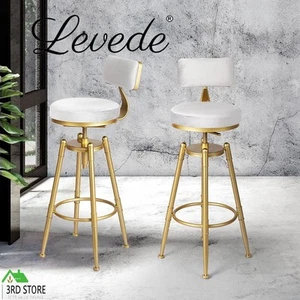 Levede 1x Bar Stools Kitchen Stool Chair Swivel Barstools Velvet Padded Seat - Picture 1 of 12