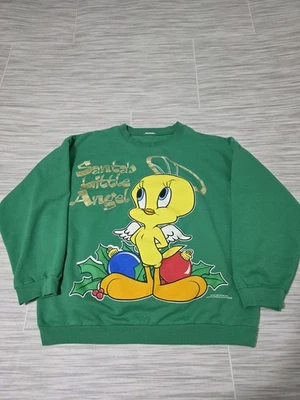 复古 1996 Tweety Bird "Santa's Little Angel" 圣诞圆领运动衫 M 码 — 第 1/4 张图片