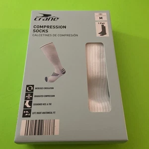 NEW! Crane White  Compression Socks / Medium - Picture 1 of 5