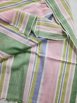 1.9yds X 34.5"w 30s 40s Ticking Stripe Pink Green Blue Cotton Sewing Lawn Fabric - Image 1 of 4