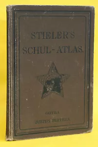 STIELERS SCUOLA-ATLANTE, DOTTOR HERMANN BERGHAUS, 33 CARTE, COMPLETE, 1899, RARE - Foto 1 di 7