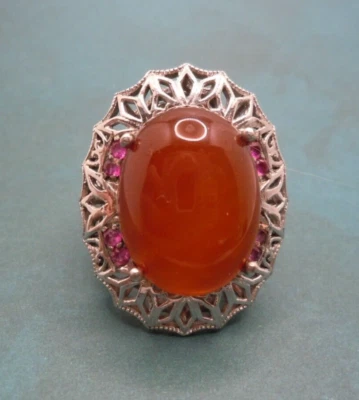 Anillo grande de cornalina y rubí sintético KARIS STS ~ talla 6 Foto 1 de 4