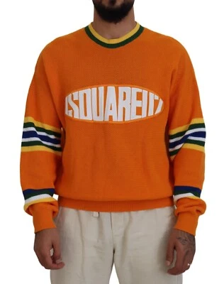 DSQUARED2 Sweater Orange Printed Long Sleeves Men Pullover IT48/US38/M 880usd - Image 1 of 4