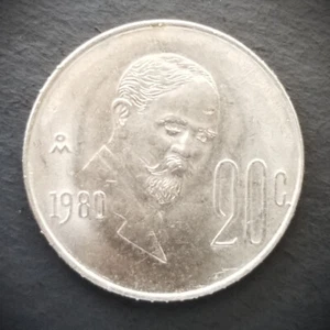 Mexico 1980 ~ 20 Centavos Coin  KM # 442 ~ Francisco Indalecio Madero  - Veinte - Picture 1 of 2