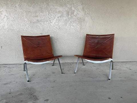 Poul Kjaerholm PK22 Oxblood Leather and Stainless Steel Chairs - 2 Chairs Cover