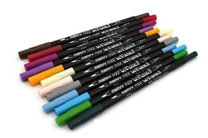 Uchida 1122-012D Le Plume II Double-Ended Marker Fine/Brush, Basic Set of 12 - Picture 1 of 2
