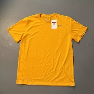 Nike Men's Dri-FIT Training Short Sleeve Crew Neck Workout T Shirt Size L Yellow - Picture 1 of 3