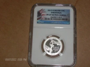 2015 S SILVER SARATOGA NP AMERICA THE BEAUTIFUL NGC PF69 ULTRA Cameo Quarter - Picture 1 of 2