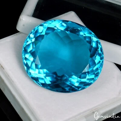 188.70 Ct Hydro Beautiful Blue Topaz Oval Faceted Flawless Loose Gem For Pendant - Image 1 of 4