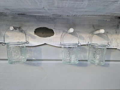 Windlichter Teelichthalter zum Hängen Glas Landhaus Nostalgie Vintage 3 er Set Ø - Bild 1 von 4