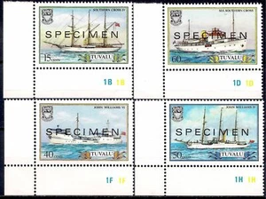 Tuvalu 1987 Navi Barche Nautica Vela Navi Specimen 4V Set Mnh 2 - Foto 1 di 1