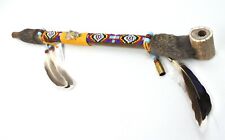 Authentic Native American Smokable Peace Pipe Handcrafted in USA 18 Inches Blue